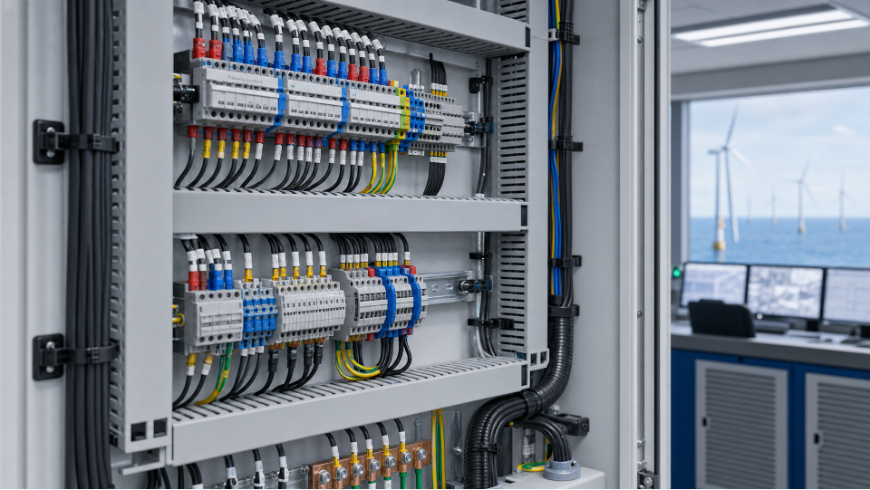 Title: Offshore wind control cabinet and cable management - Description: Offshore wind control cabinet and cable management